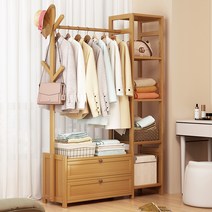 HBCI 다기능 대나무 스탠드 옷걸이 행거 시스템행거 2단 행거 100cm*29cm*165cm, 원색