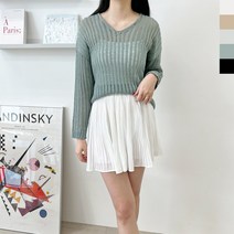 ABB 1021 여자브이넥그물니트티