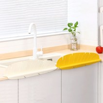 2개세트 싱크커버물막이 싱크대물받이 PVC 설거지 물막이 물튀김방지 물튐 커버 칸막이 방수 스트랩, 화이트   옐로우