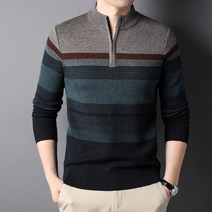 긴팔니트 반폴라 집업스웨터 남자 줄무늬 봄가을 계절 얇은 이너 풀오버 후드 겨울 2686525669