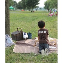 피크닉 소풍매트 도트 패턴 은박 돗자리 야유회돗자리, 소-네이비