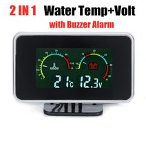 LCD 자동차 차량용 디지털 오일 압력 게이지 전압계 수온 측정기 연료 1/8 NPT + 센서 10mm, 02 2in1 With Alarm