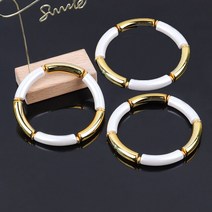 대나무팔찌 심플 볼드 데일리 포인트 묵직한 여성용 보헤미안 진주 팔찌 흰색 대나무 모양 아크릴 수지 얇은 튜브 비즈 빈티지 쥬얼리 선물