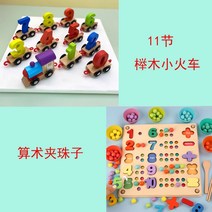 라이팡팡 마그네틱 꼬마 기차 장난감 스마트 우드 블록 123 남자 여자 아이 지능, 08.11량 기차 산술 비즈