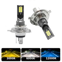 2Pcs 3030 H4 H7 LED 자동차 안개등 H11 H8 H9 H16JP H3 전조등 전구 9005 운전 램프 6000K 12V 24V, 08 H7, 01 12000K Ice Blue
