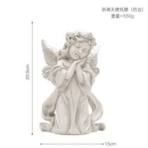 [XiangBaiLing해외직구상품]미니어처 기도하는 천사상 로코코 석고상 돌조각상 수호천사, 턱받이 천사-빈티지 구제 컬러
