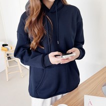 가비진 여성용 따뜻한 전체 안감 기모 무지 베이직 오버핏 후드티