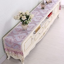 SKANDSALO 식탁보 레이스 패브릭아트 직사각형 거실 화장대 신발장 긴테이블 커버먼지방지 덮개천, T04-몽라란자색, C03-40*240CM(적합 장롱 175-200CM)