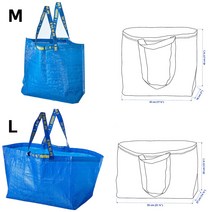 이케아 프락타 쇼핑백 블루 장바구니 분리수거 빨래방 캠핑용 시장 수납 짐가방 원룸이사, 장바구니 M_403.017.08, 1개