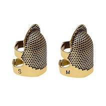 FQTANJU 2 Pack Sewing Thimble Finger Protector Metal Copper Adjustable Finger Shield Protector Pin, 1, Metal Copper Adjustable Finge