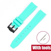 다이빙 고무 벨트20mm 고무 실리콘 밴드 커브 엔드 다이빙 방수 팔찌 액세서리 오메가 세이코 데이토나 시, 25 Mint02_02 21mm