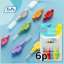 TePe 테페 휴대용 치간칫솔 I자형 6p 플라스틱포장 6개입, 1.3mm
