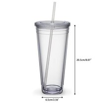 650ml/500ML 투명 텀블러 빨대 재사용 가능한 더블 레이어 물병 커피 우유 DIY 스무디 컵 음료 용기, 03 650ML