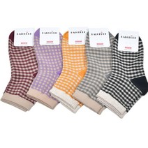 국산 세련된 체크무늬 여자 단목양말 5개 엄마 학생양말 여성 정장