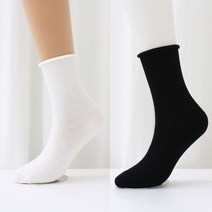 이너피아 블랙&화이트 여자 돌돌 양말 무지 돌돌이 여성양말 6켤레