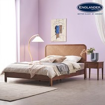 잉글랜더 메리미 헤링본 고무나무 원목 침대(Sweet Slumber 9존 매트-Q), 월넛+매트(WH), 침대+매트