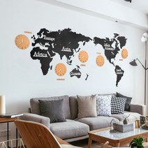 리빙라떼 우드DIY세계지도, 브라운+블랙