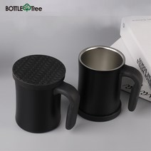 애드텍컴퍼니 이중 스텐 핸들 머그컵 도매 인쇄 주문제작 350ml, 블랙