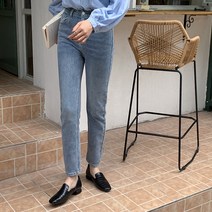 QILCI 여성용 슬림 스판 일자핏 심플 청바지