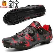 로드클릿슈즈 자전거 클릿슈즈 신발 호환 운동화 사이클링 mtb spd cleat 자동 잠금 산악 남성용 통기성 플랫, 위장 레드 mtb, 38