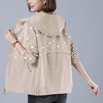 빅사이즈원피스 77 88 99 4XL-5XL 플러스 사이즈 6 인쇄 윈드 브레이커 여성 39 패션 봄 가을 느슨한 포켓 후드 자켓 캐주얼 여성 지퍼 아웃웨어