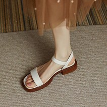빈티지 플랫폼 샌들 여성용 로우 힐 블랙 플랫 바닥 로마 신발 여름