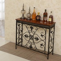 북유럽 콘솔 폭좁은 원목 장식장 현관 테이블 거실 화장대, 자가설치, 90x 24x 80cm 블랙+브라운