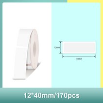 유니원 라벨프린터 UL-20전용 라벨테이프 /가성비 좋은 라벨테이프/먹지없는 라벨지, DW1240 화이트 12mm x 40mm (170매)