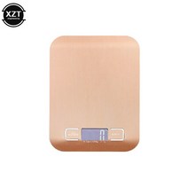 실용적인 휴대용 디지털 주방 저울 5kg 10kg/1g 스테인레스 스틸 LCD 전자 식품 다이어트 우편 균형 측정 도구 무게 천칭 자리, [02] 5 키로그램, [01] rose gold