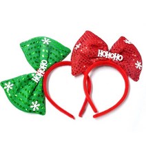 크리스마스 리본 머리띠 스팽글 헤어밴드 레드 그린 파티 드레스코드 축제, 색상