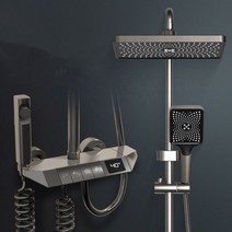 샤워기헤드 필터 블랙 레인 폴 욕실 샤워 수도꼭지 세트 헤드 분무기, A9-Thermostatic