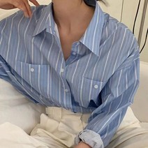 블링앤수 여성 스트라이프 간절기 긴팔 셔츠 LZZ253