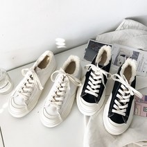 가남신 슬랙스에 어울리는 발볼넓은 털 기모 겨울 여자 방한 스니커즈 캔버스 신발 선물