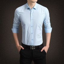 긴소매 슬림 코디 양복 정장 순 화이트블라우스 청년 작업 직업 상의 카고 와이셔츠 2513087963