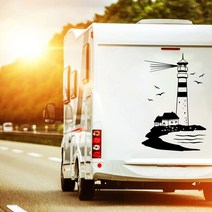 대형 등대 마리팀 캠핑 RV 자동차 스티커 해상 여행 캠핑카 후면 캐러밴 휴가 데칼, [15] Mint, [03] 90cmhighx59cmwide