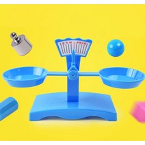 천칭 천평 저울 과학 실험 교구 수학 공부 놀이 세트 학습 능력 향상 무게추, 단일사이즈, 천칭저울 블루