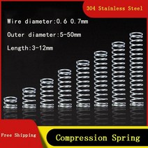스프링 스테인레스 스틸 압축 304 와이어 직경 0.6mm 0.7mm y형 로터 리턴 10 개, 02 0.7mm, 04 20mm