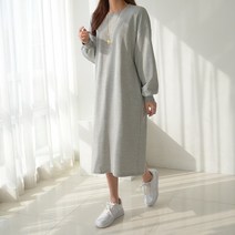 데일리앤 레오나 포켓 맨투맨 코튼 롱원피스