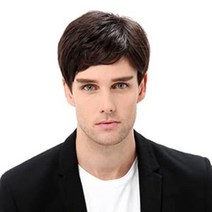 BECUS 짧은 스트레이트 100% 레미 인모 앞머리 브라질 헤어 전체 가발 남성용 남성 무료 캡 포함 (내추럴 블랙 #1B) 343527, Human-Natural Black 1B