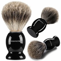 Perfecto (미국직배) 오소리털 쉐이빙 브러쉬 100% Pure Badger Shaving Brush-Black Handle, 200ml, 1개