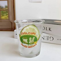 레터링 리유저블 컵 아침컵 우유컵 알파벳 프린트 강화 투명 유리컵 320ml, never breaks