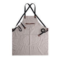 가죽포인트 다용도 캔버스 포켓앞치마 방수 바리스타, BEIGE