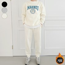 가비진 남성용 안감 전체 따뜻 기모 레터링 맨투맨+ 조거 밴드 팬츠 바지 상하의 트레이닝 세트