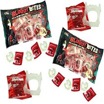 Bloody Bites Oozing Halloween Candy Blood Bags with Glow in the Dark Fangs Watermelon Flavor - 8 Cou, 1
