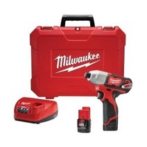 밀워키 일렉트릭 툴 2462-22 M12 무선 임팩트 드라이버 킷 12 V 332903, 1개