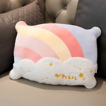 무지개 베개 쿠션 선물 큐트 레인보우 하트 스타 클라우드 러블리 레인보우 쿠션 피규어 뽀글이 장난감 슈퍼소프트 인형 여자 침대 위 잠자는 인형 여자아이 소파 쿠션, 스퀘어클라우드퍼플(42x30cm)