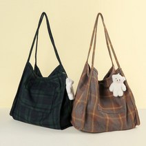 체크백 에코숄더백 여성 데일리 베어 캐주얼 맘스백