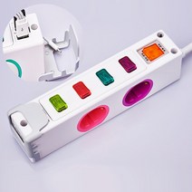 USB2P 4구 1.5M 220V 전기 개별 멀티탭 돼지코 콘센트