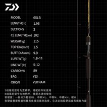 아부가르시아 낚싯대 DAIWA 21 ICHIGEKI 고탄소 스피닝 및 캐스팅 후지 릴시트 가이드 낚싯대 베트남 제작 루어, 652LB 1.96m CAST Thanks
