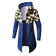 Camouflage 남성용 롱 후드 조립 캐주얼 유럽식 Silm 후드 외투 사계절 면 남성 카디건